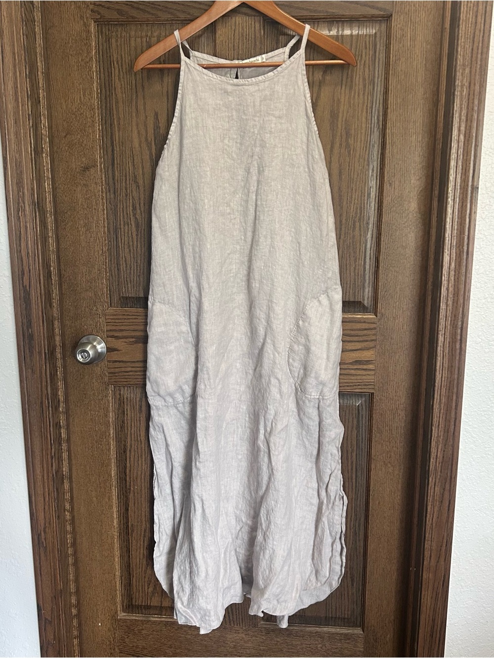 Light Gray Linen Halter Maxi Dress
